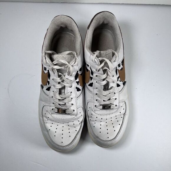 Nike Air Force 1 Low Custom Cow Print Lace Up Shoes Sneakers Women's 8.5 - Picture 6 of 9